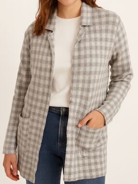 Jessica Simpson Gray Plaid Shirt Jacket Flannel Cotton L